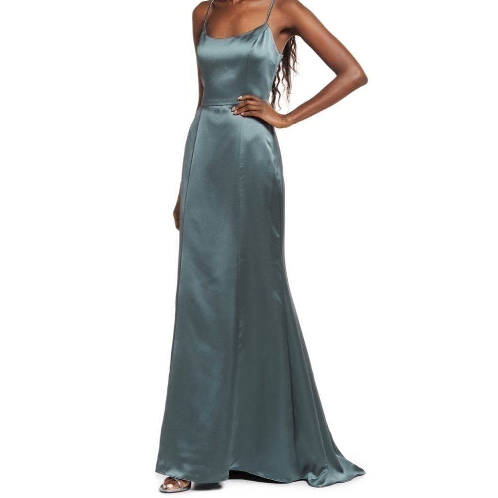 Amsale Everly Sleeveless Mermaid Satin Gown